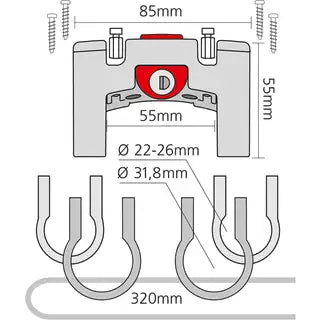 Klickfix stuuradapter universeel met slot zwart 22-26+31.8mm